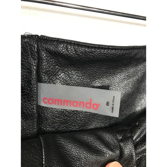 Commando Women's M Black Vegan Leather Pants Paperbag Tie Waist Goth Sleek - Picture 5 of 9